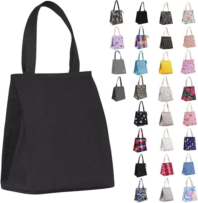 iknoe Lunch Bag Insulated Lunch Bags for Women & Men,9L Reusable Lunch Tote, Portable Adult Thermal Large Lunch Cooler for Work Picnic Beach (PureBlack)