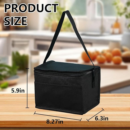 Insulated Lunch Bag, 40 Pack Reusable Cooler Bags Set, Leakproof Lunch Boxes with Zippered Top for Women Men Office Work (Black)