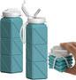 Collapsible Water Bottles 20.6oz, Silicone Foldable Portable Travel Water Bottle, Folding Lightweight Reusable Leakproof for Traveling Camping Hiking Cycling Yoga Sports Outdoor