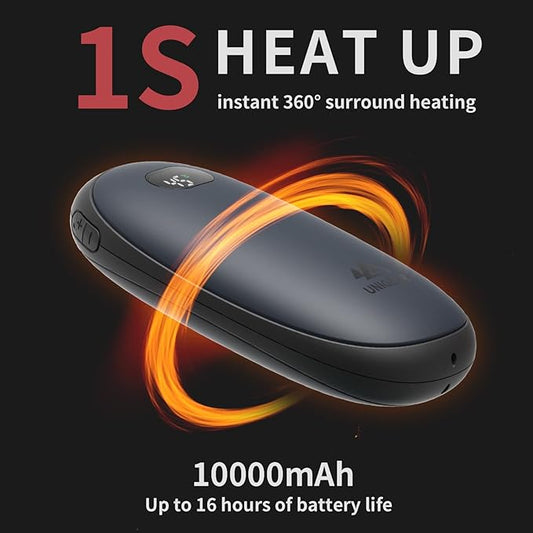 Unigear Electric Hand Warmers Rechargeable, 10000mAh Portable USB Hand Warmer & Power Bank with 21 Heating Levels and Quick Charge, 1 Second Fast Heat up, Great for Raynauds, Outdoor Sports, Camping
