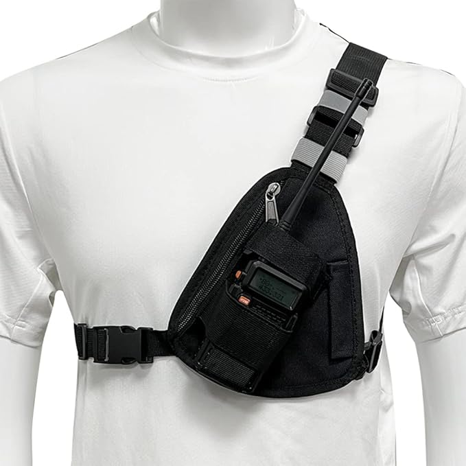 Radio Chest Harness Shoulder Radio Holster Chest Pack Adjustable Single Radio Pouch Two-Way Radio Holster for Motorola Radios and BAOFENG Walkie Talkies etc.