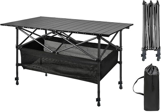 Foldable Camping Table, Portable Aluminum Folding Camp Table That Fold Up Lightweight, Grill Beach Table for Outdoor, Backyard, BBQ, Party, Patio, Picnic