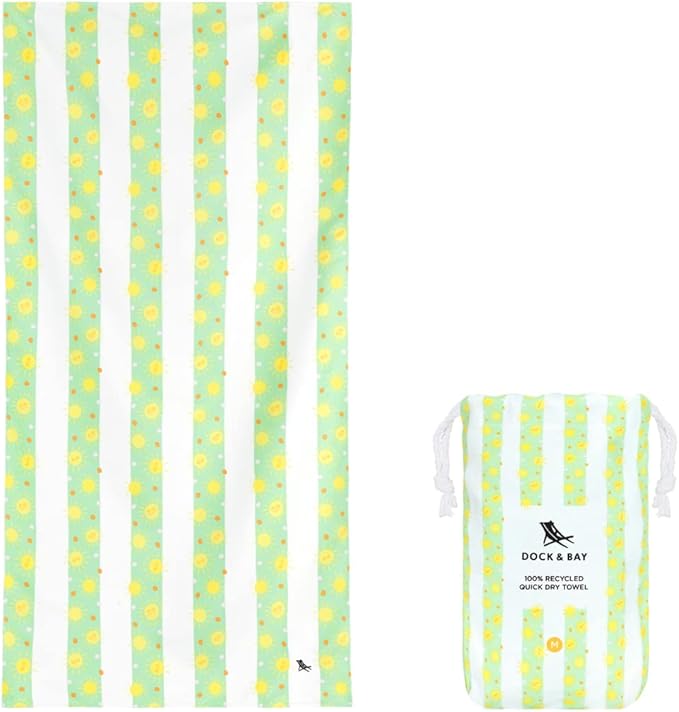 Dock & Bay Quick Drying Towel - for Sports, Gym, Travel, Yoga, Camping, Swimming - Super Absorbent, Compact, Lightweight - 100% Recycled Materials - Includes Bag - Variable Sizes