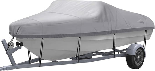 NEXCOVER Trailerable Boat Cover, Length: 20’-23’ Beam Width: up to 100”, Waterproof Heavy Duty Cover, Fits V-Hull, TRI-Hull, Runabout, Pro-Style, Bass Boat, Storage Bag & Tightening Straps Included.