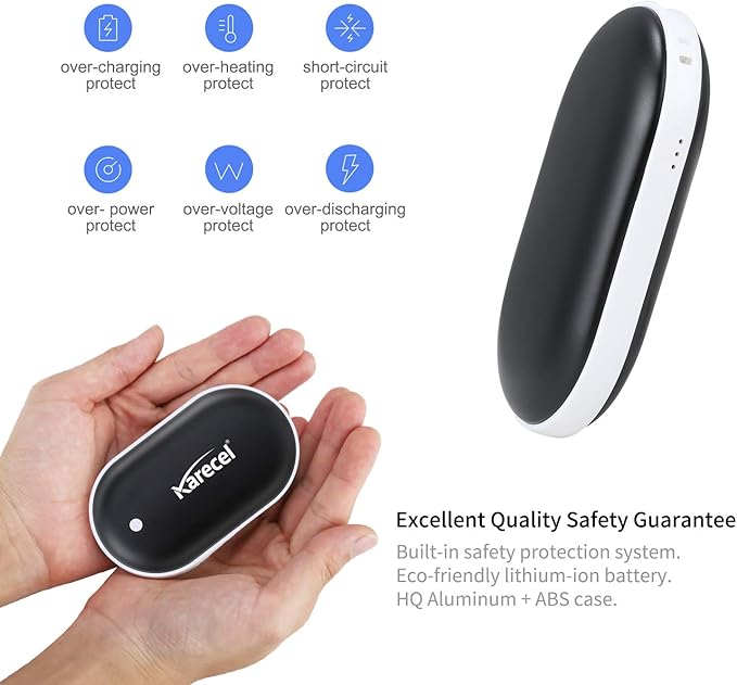 Karecel Hand Warmers Rechargeable, Electric Hand Warmer Reusable 5200mAh Portable USB Heater Battery Hot Pocket Warmer Heat Handwarmers, Cool Winter Gift for Men and Women Outdoor Camping Skiing