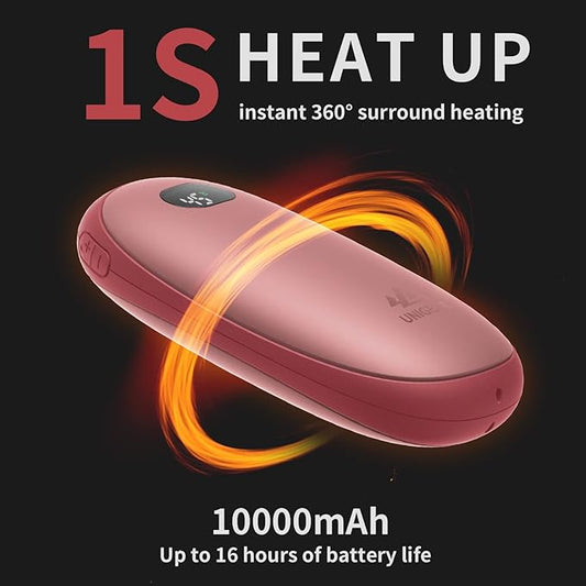 Unigear Electric Hand Warmers Rechargeable, 10000mAh Portable USB Hand Warmer & Power Bank with 21 Heating Levels and Quick Charge, 1 Second Fast Heat up, Great for Raynauds, Outdoor Sports, Camping