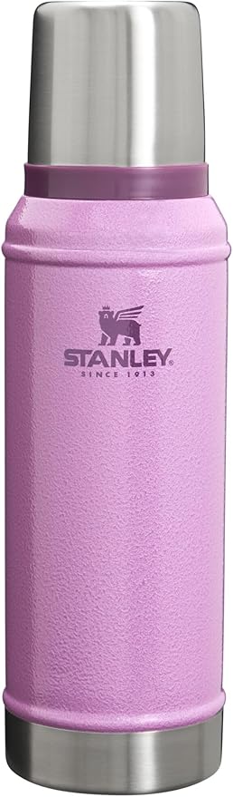 Stanley Classic Legendary Vacuum Bottle 1.0 qt | Wide Mouth with Leakproof Cup Lid | Keep Drinks Hot or Cold | Packable for Travel | Insulated Stainless Steel Thermos | BPA-Free | Hammertone Lilac