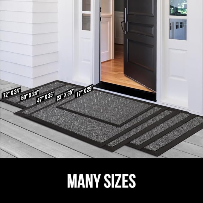 GORILLA GRIP 100% Waterproof All-Season WeatherMax Doormat, Durable Natural Rubber, Stain and Fade Resistant, Low Profile, Indoor Outdoor Doormats, Easy Clean Patio Entry Mat, 17x29, Latte Quatrefoil