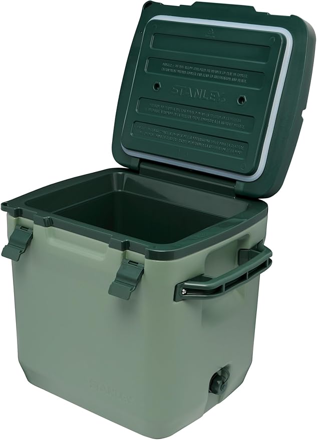 Stanley Adventure Outdoor Cooler 30 qt | Heavy Duty Outdoor Camping Cooler with Easy Carry Side Handles | 4 Days Cooling Ice Chest for 40 Cans | Flat Top Doubles as Seat | BPA-Free | Stanley Green