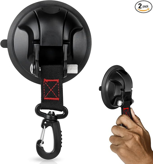 Vashly 2Pcs Upgraded Suction Cup Hooks,Heavy Duty Suction Cups with 360 °rotatable Hooks,Strong Vacuum Suction Cups with Hooks for Shower Wall,Car Awning Boat Camping Window Glass