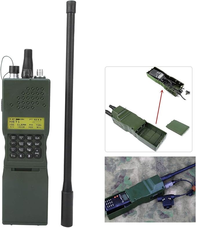 Dummy Radio Case Model, Talkie Model Shell Faux Walkie Scope No Real Function Durable Plastic Removable Headset Connector 2 Way Fitted Inside Cosplay Prop for Home Camping Outdoor Game Green