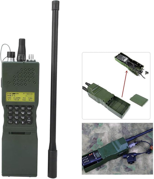 Dummy Radio Case Model, Talkie Model Shell Faux Walkie Scope No Real Function Durable Plastic Removable Headset Connector 2 Way Fitted Inside Cosplay Prop for Home Camping Outdoor Game Green