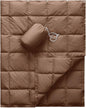 Mini Down Camping Blanket,Puffy Down Blanket Packable Lightweight Down Throw Quilt Water-Resistant Outdoor Travel Blanket for Camping,Hiking,Stadium,Picnic,Car 35x59''Brown