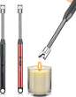 2 Pack Candle Lighter,Arc Lighter with USB Charging,Flameless Windproof,LED Battery Display,Safety Switch,Rotate 360 Degrees,for Aromatherapy,Candles,BBQ,Camping.(Black&Red)…