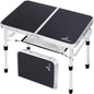 Sportneer Folding Table: Adjustable Height Camping Essentials 23.6" L x 15.7" W 2 Height with Mesh Layer - Compact & Portable Small Folding Table for Outdoor Camp Garden Picnic BBQ Dining Cooking