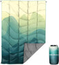 Outdoor Puffy Camping Blanket, Lightweight Down Alternative Puffy Printed Camping Large Ultra Warm Hammock Top Quilt Waterproof Blanket for Traveling Picnic Beach Party Cold Weather (Green Mountain)