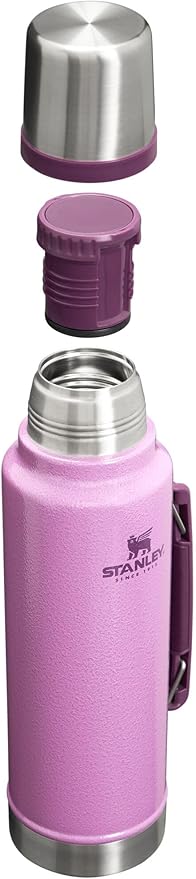 Stanley Classic Legendary Vacuum Bottle 1.5 qt | Wide Mouth with Leakproof Cup Lid | Keep Drinks Hot or Cold | Packable for Travel | Insulated Stainless Steel Thermos | BPA-Free | Hammertone Lilac
