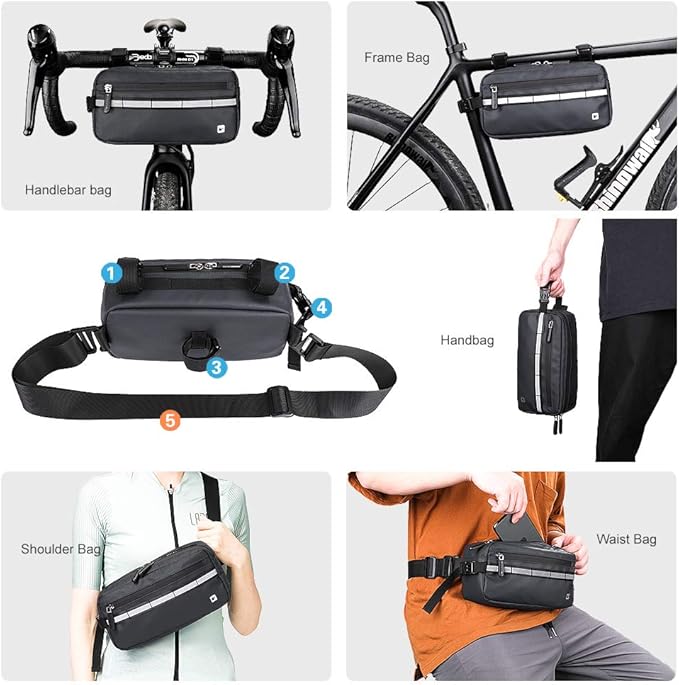 Rhinowalk Bike Bag Waterproof Bike Handlebar Bag,Bike Basket Bicycle Front Bag Shoulder Bag Waist Bag for Sport Bicycle Professional Cycling Accessories