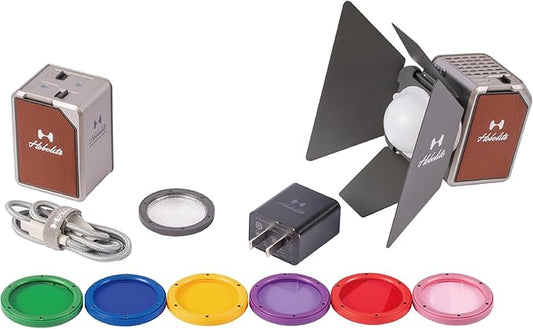 Micro LED Video Light Creator Kit with LCD Display, App Control, Barndoor, 6 Color Gels, CRI/TLCI 96+, 2700-6500K Portable Lighting for Photography, Filming, Live Streaming, Video Conference