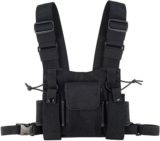 Ousawig Universal Radio Chest Harness Bag Tactical Chest Front Pack Pouch Holster Vest for Two Way Radio Walkie Talkie