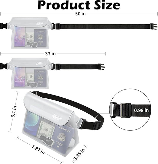 Labeol Waterproof Phone Pouch, 3 Pack With Waist Strap, Fanny Pack to Keep Valuables Dry, Beach Accessories for Swimming Kayaking Boating Fishing