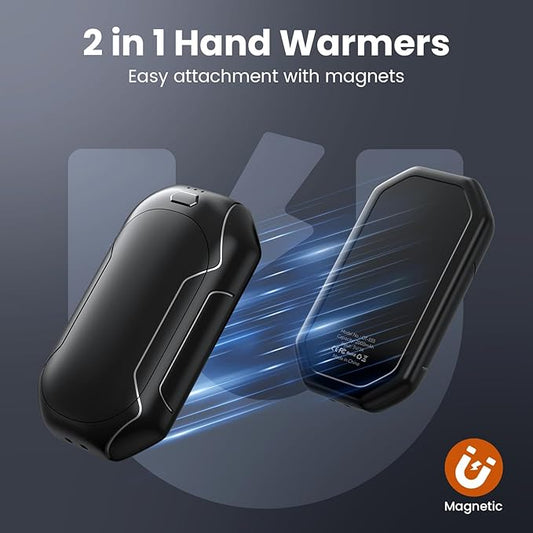Rechargeable Hand Warmers 2 Pack, Electric Hand Warmer Reusable, 2 in 1 Pocket Portable Hand Warmer Outdoor/Indoor/Hunting/Camping/Working USB Hand Warmers for Men Women Kids