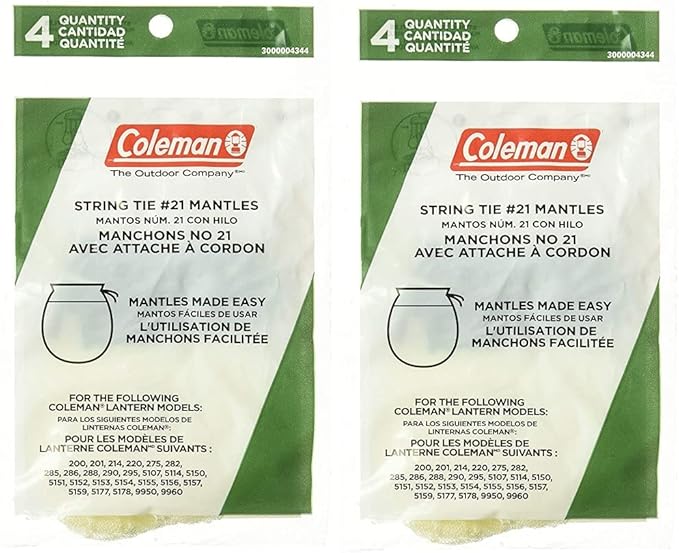 Coleman Standard String Tie #21 Mantles: 2-pkgs of 4 Mantles (8 Total Mantles)