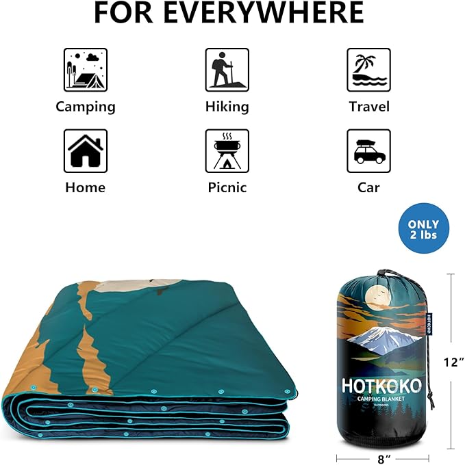 Camping Blanket,Lightweight Down Alternative Puffy Printed Camping Blanket Packable Outdoor Blanket for Camping,Traveling, Stadium, Hiking, Picnics