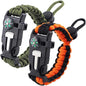 Survival Paracord Bracelet Flint Fire Starter Scraper Compass Wilderness Survival Whistle Adjustable Wristband 2Pack Black&Armygreen