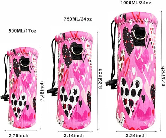 Water Bottle Sling Case Bag Carrier Holder - 500ML 750ML 1000ML Neoprene Water Bottle Sleeve Cooler Cover Pouch with Adjustable Shoulder Strap for Men Women Travel Camping Walking Hiking Running