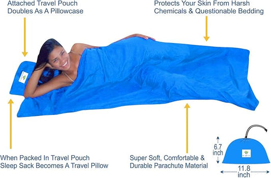 Hammock Bliss Sleep Sack - Travel and Camping Sleeping Sheet - Sleeping Bag Liner and Travel Pillow - Dream in Bliss