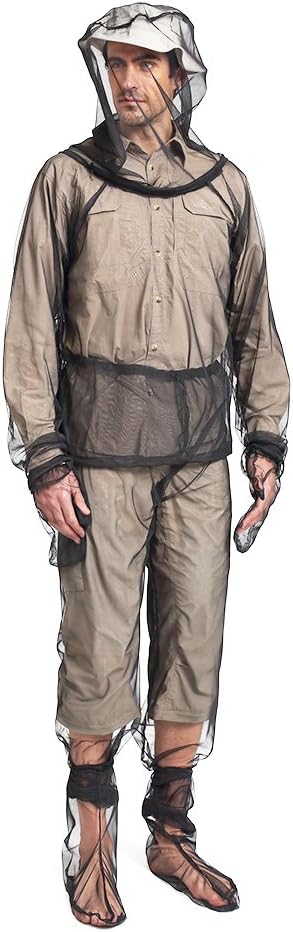 LIXADA Mesh Suit Set with Jacket Hood, Mitts, Socks & Storage Sack - Ultra-fine Net Mesh Clothing for Fishing Hiking Camping