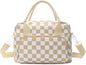 Insulated Lunch Bag for Women Men Large Reusable Lunch Box Adult Leakproof Portable Cooler Tote Bags for Work Picnic (khaki plaid)