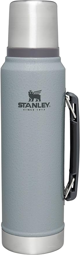 Stanley Classic Legendary Vacuum Bottle 1.1 qt | Wide Mouth with Leakproof Cup Lid | Keep Drinks Hot or Cold | Packable for Travel | Insulated Stainless Steel Thermos | BPA-Free | Hammertone Silver