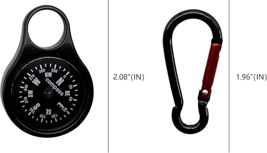 Sanung C-50 Mini Survival Compass with Carabiner, 2 Pieces 2 in 1 Zinc Alloy Clip-on Direction Guide Keychain Holder Hook Emergency Kit Tools for Outdoor Camping Hiking Hunting Mountaineering