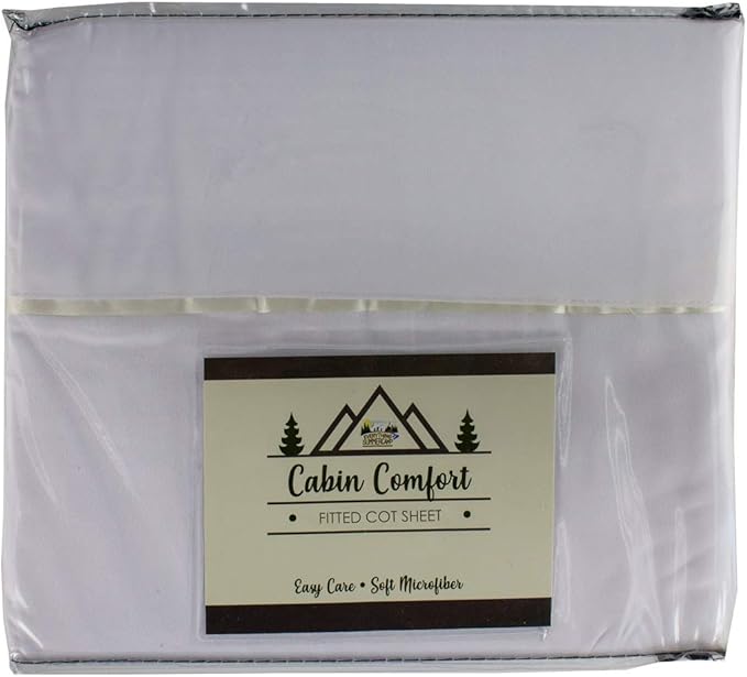 Cabin Comfort - Cot Sheet for Camping and RV Cots - Fits All Cot Size Beds Comfortably -72 x 28 Inches - Super Soft (1 Piece Cot (Fitted), White)