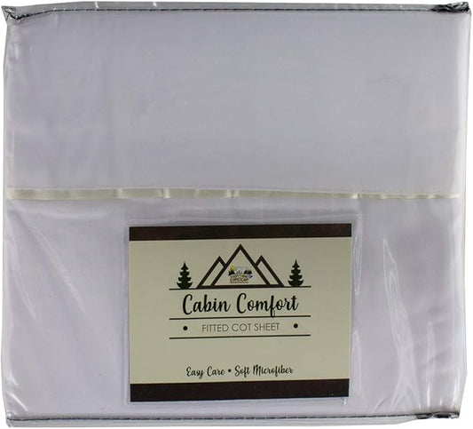 Cabin Comfort - Cot Sheet for Camping and RV Cots - Fits All Cot Size Beds Comfortably -72 x 28 Inches - Super Soft (1 Piece Cot (Fitted), White)
