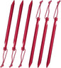 6 Pieces Tent Stakes Heavy Duty Camping Stakes, QEBAJI 7.5 inch Rust-Free Metal Tent pegs Ground Stakes Tent pegs Camping，6pack Red