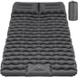 Double Sleeping Pad for Camping, Grey Inflatable Sleeping Mat with Pillow, Ultralight 2 Person Camping Pad with Built-in Foot Pump for Backpacking, Hiking, Tent, Portable Camping Mattress