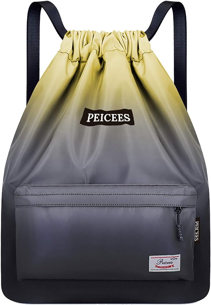 Peicees Waterproof Drawstring Sport Bag Lightweight Sackpack Backpack for Men and Women