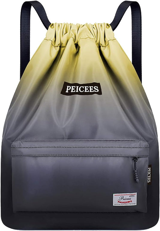Peicees Waterproof Drawstring Sport Bag Lightweight Sackpack Backpack for Men and Women