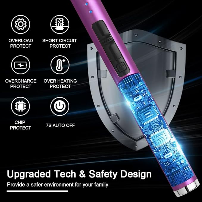 MeeToo Candle Lighter Electric Lighter Rechargeable USB Type-C Lighters for Candle BBQ Camping Fireworks (Purple)