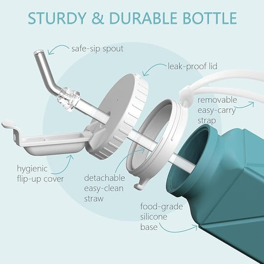 Collapsible Water Bottles 20.6oz, Silicone Foldable Portable Travel Water Bottle, Folding Lightweight Reusable Leakproof for Traveling Camping Hiking Cycling Yoga Sports Outdoor