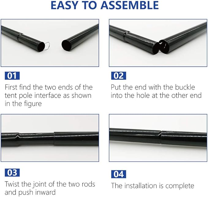 Long Leaf Tent Poles,Adjustable Steel Rods for Camping Tarps,Backpacking,Shelters,Portable Tarp Poles Rods-2 Pack