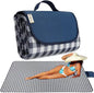 RUIBOLU Beach Blanket Large Picnic Blankets, Sandproof Beach Mat for 2-4 Adults Waterproof Quick Drying Outdoor Picnic Mat for Travel Camping Hiking Festival Park Lawn (Dark Blue Plaids)