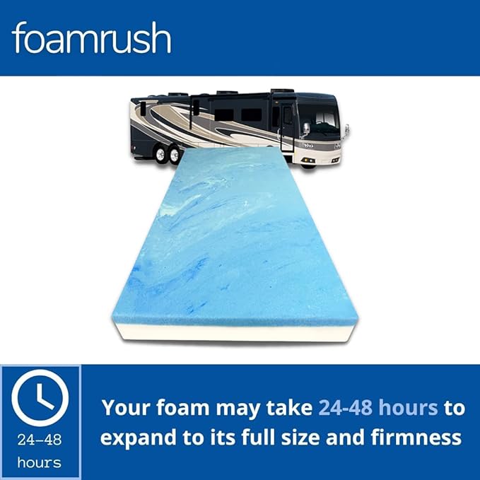 FoamRush 6-Inch Truck (32" x 29") Gel Memory Foam Mattress Replacement, Medium Firm, Comfort Pressure Relief, Made in USA, Camper Trailer RV Travel, Cover Not Included