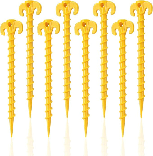 Canopy Stakes Canopy Anchors Beach Tent Stakes Heavy Duty Screw Shape 25 cm 10 inch - 8 Pack Yellow …