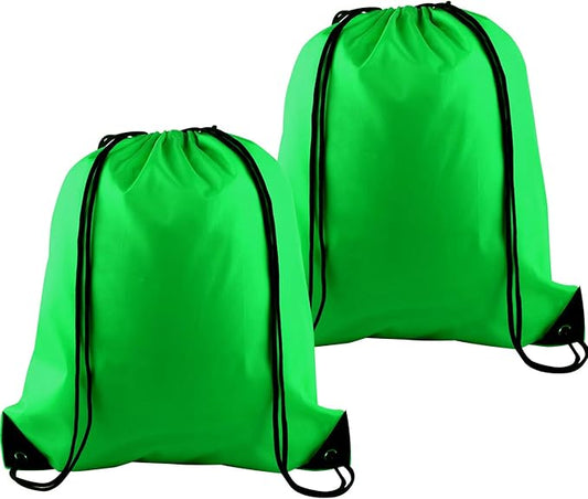 KUUQA 2Pcs Green Drawstring Backpack Bags Cinch Sack Bulk String Backpack Storage Bag