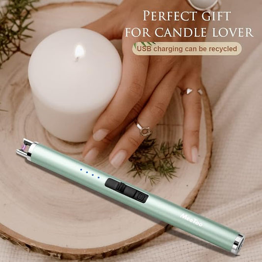 MeeToo Candle Lighter Electric Lighter Rechargeable USB Type-C Lighters for Candle BBQ Camping Fireworks (Green)