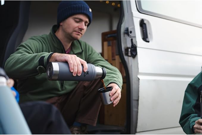Stanley Classic Legendary Vacuum Bottle 1.0 qt | Wide Mouth with Leakproof Cup Lid | Keep Drinks Hot or Cold | Packable for Travel | Insulated Stainless Steel Thermos | BPA-Free | Black 2.0